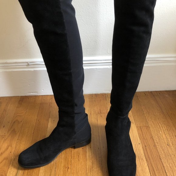 Stuart Weitzman Black Suede 5050 Boot - Picture 2 of 8